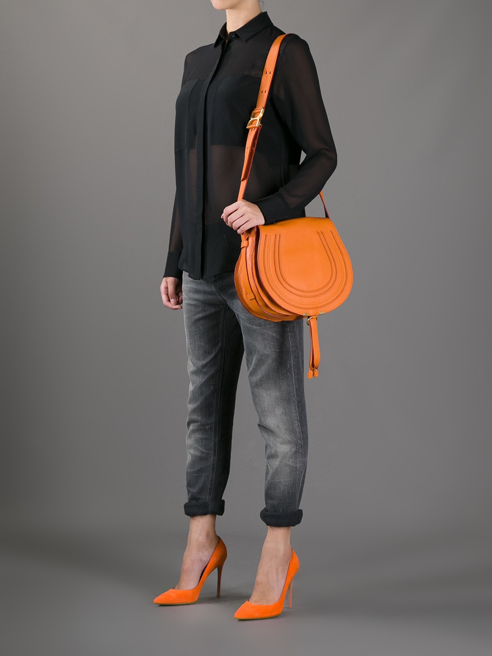Chlo Marcie Crossbody Bag in Orange | Lyst