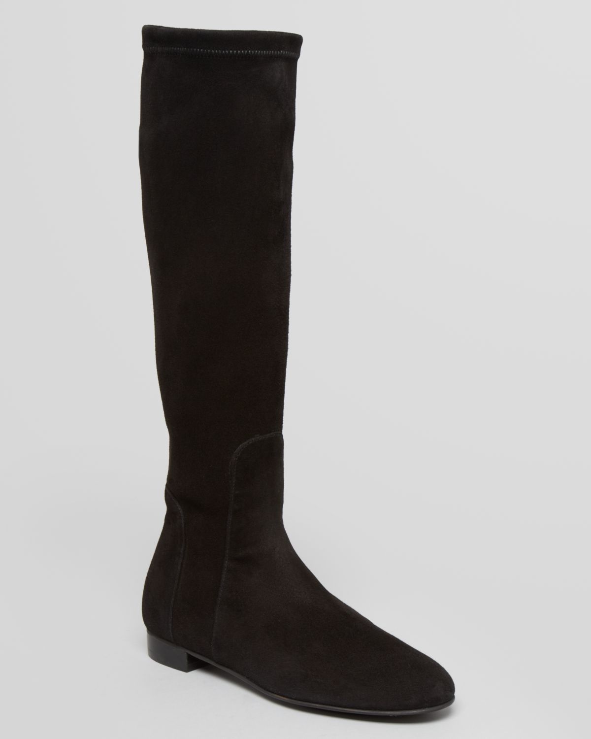 Delman Flat Tall Boots Meg Stretch in Black | Lyst