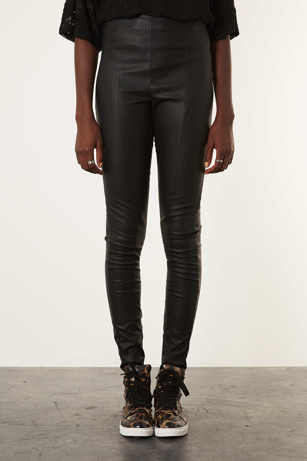 topshop flared leather trousers