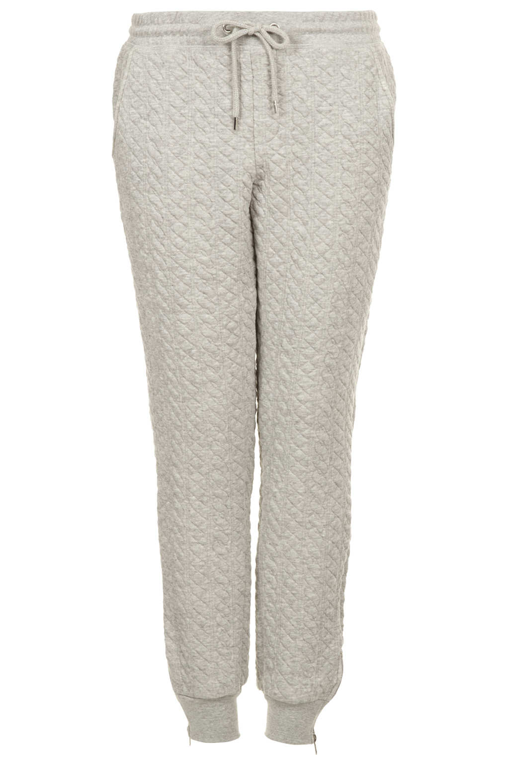 Lyst - Topshop Cable Knit Quilted Joggers in Gray