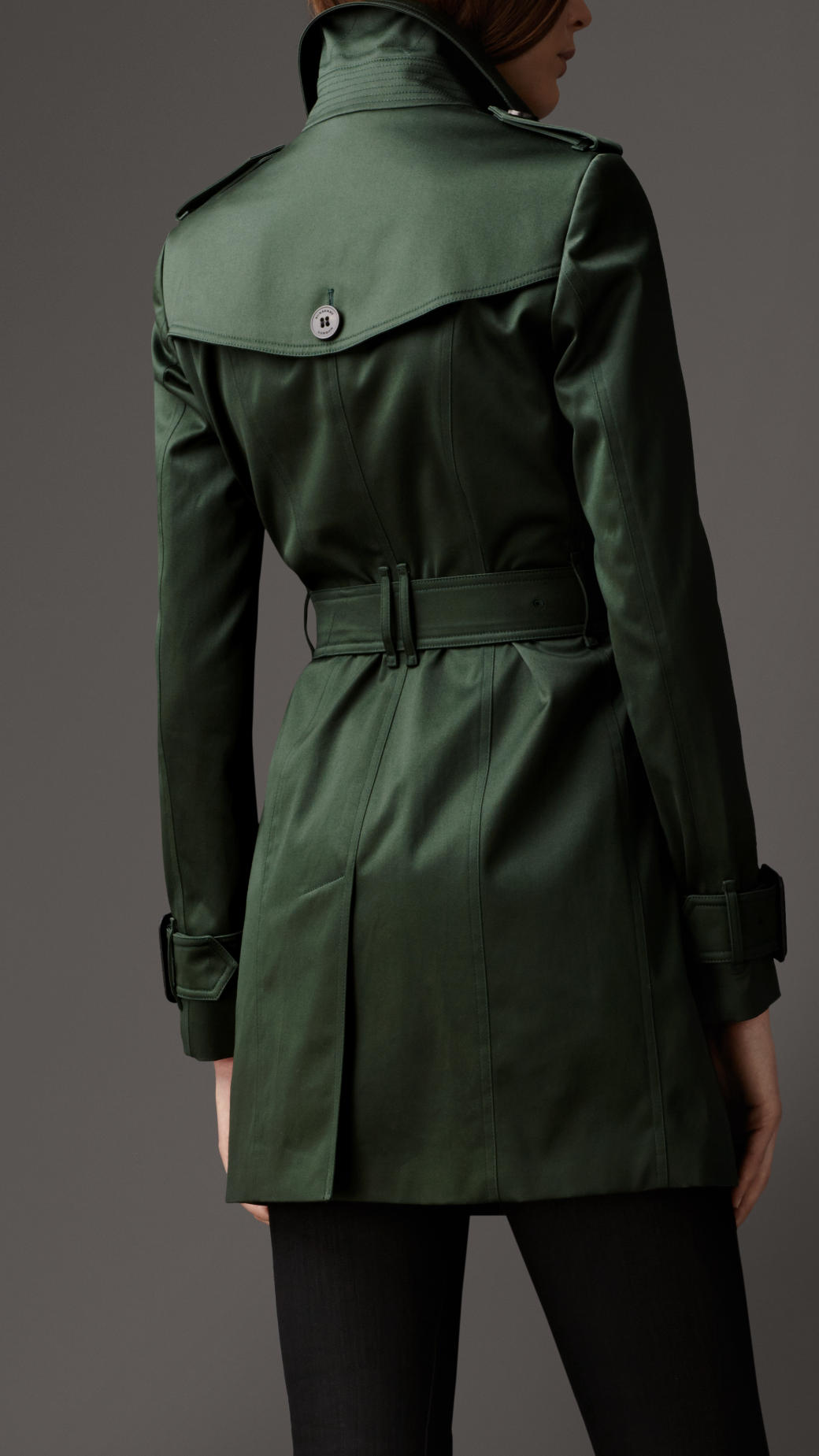 Lyst - Burberry Mid-length Cotton Sateen Trench Coat in Green