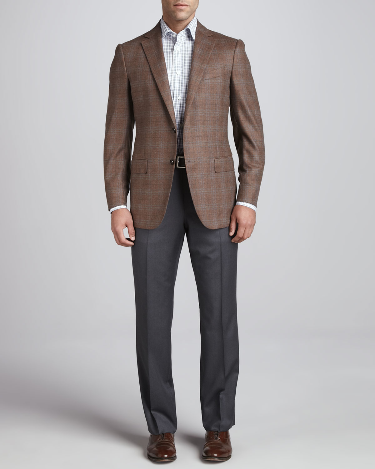 Lyst - Ermenegildo Zegna Plaid Twobutton Sport Coat in Brown for Men