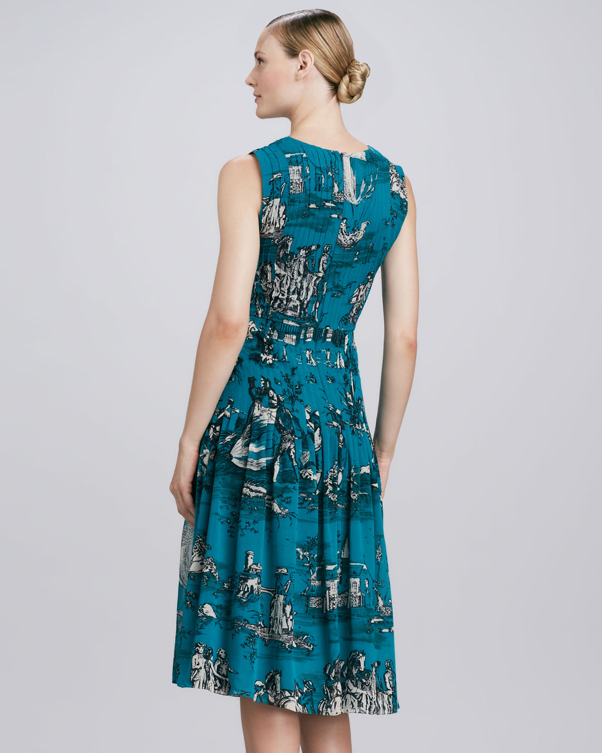 Oscar de la renta Toile Silk Dress in Blue | Lyst