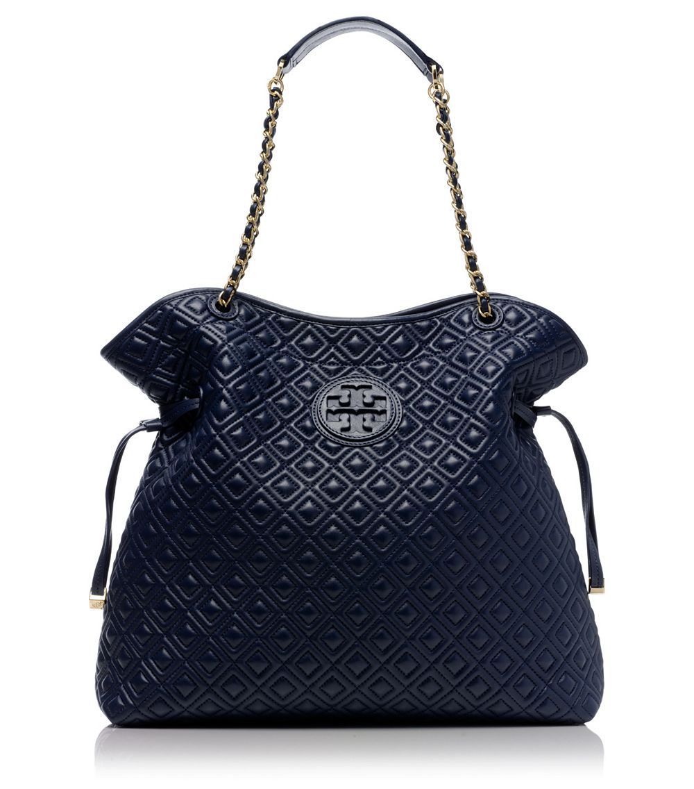 Lyst - Tory burch Marion Quilted Slouchy Tote in Blue