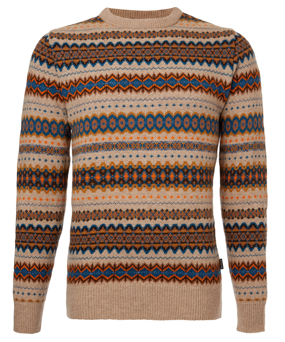 Barbour Brown Caister Fair Isle Knit Jumper in Brown for Men | Lyst