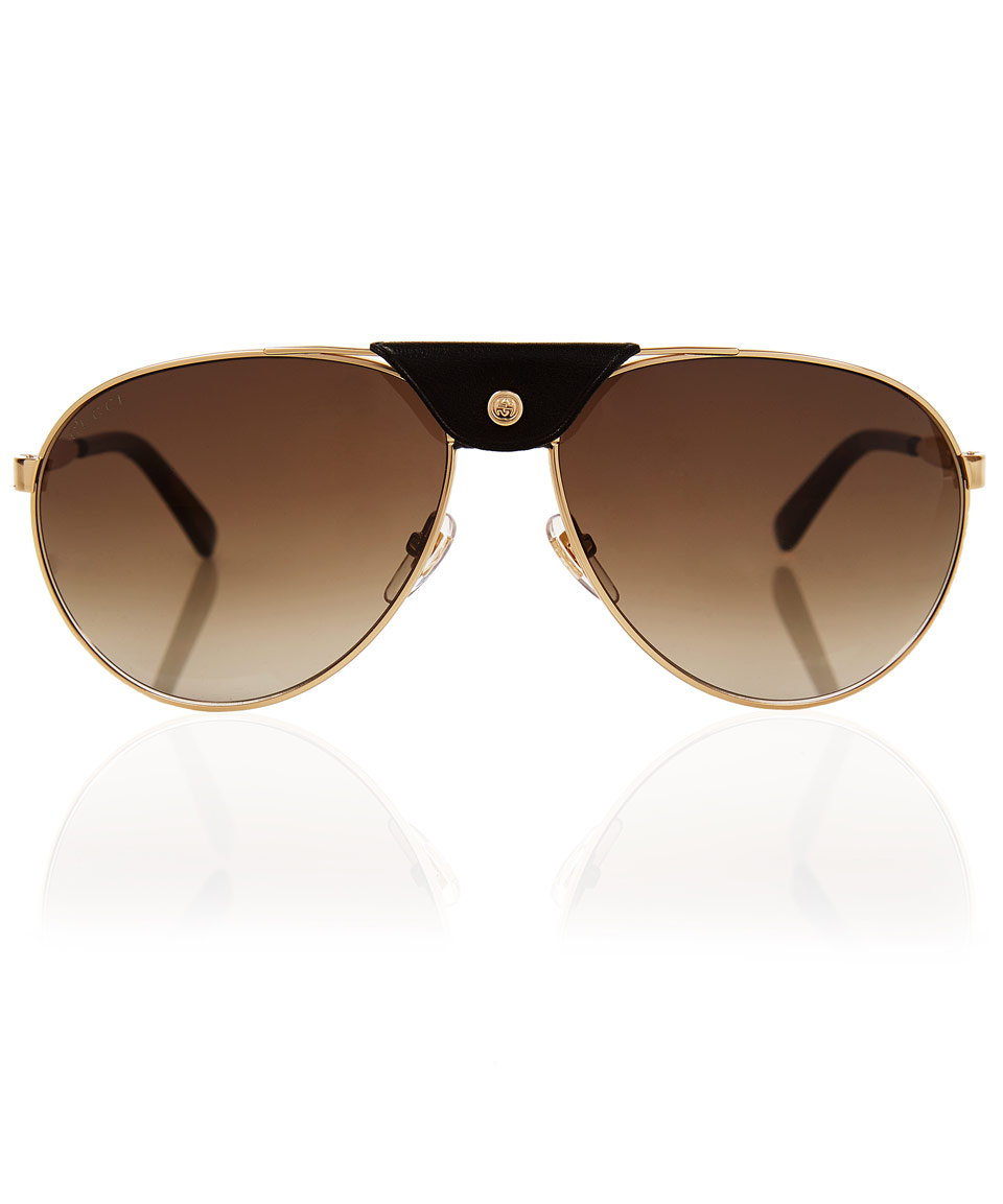 Gucci Gold Metal Aviator Sunglasses in Brown for Men (gold) | Lyst