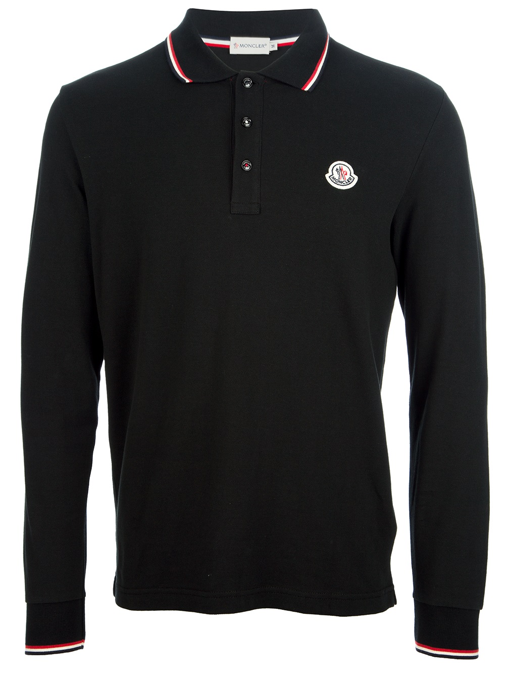 Lyst - Moncler Long Sleeve Polo Shirt in Black for Men