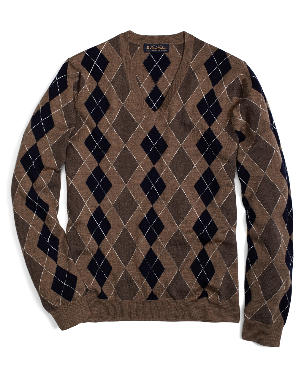 Lyst - Brooks Brothers Merino Argyle V-neck Sweater in Brown for Men