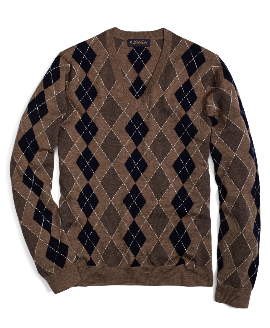 Lyst Brooks Brothers Merino Argyle Vneck Sweater in Brown for Men