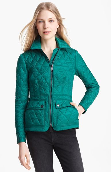Burberry Brit Ivymoore Quilted Zip Jacket in Green (Bright Racing Green ...