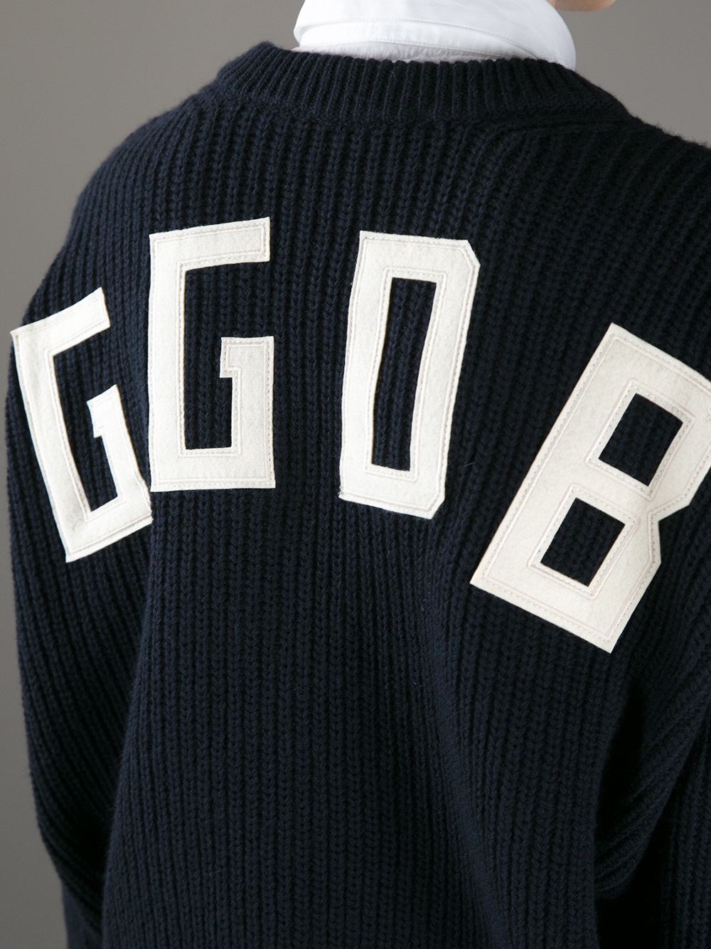 Lyst Golden goose deluxe brand Waffle Knit Logo Sweater in Blue