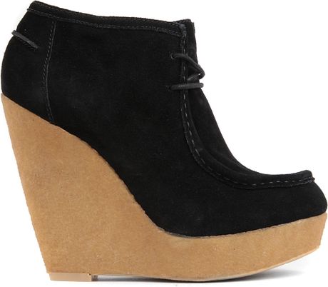 Nine West Lagui Suede Wedge Boots in Black | Lyst