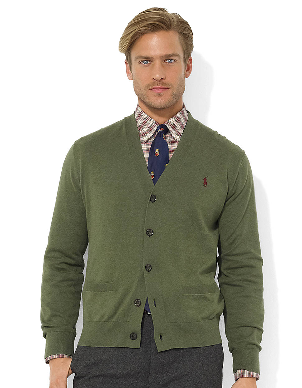 Lyst Polo Ralph Lauren Pima Cotton Vneck Cardigan In