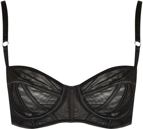 Topshop Caged Mesh Underwire Bra in Black | Lyst