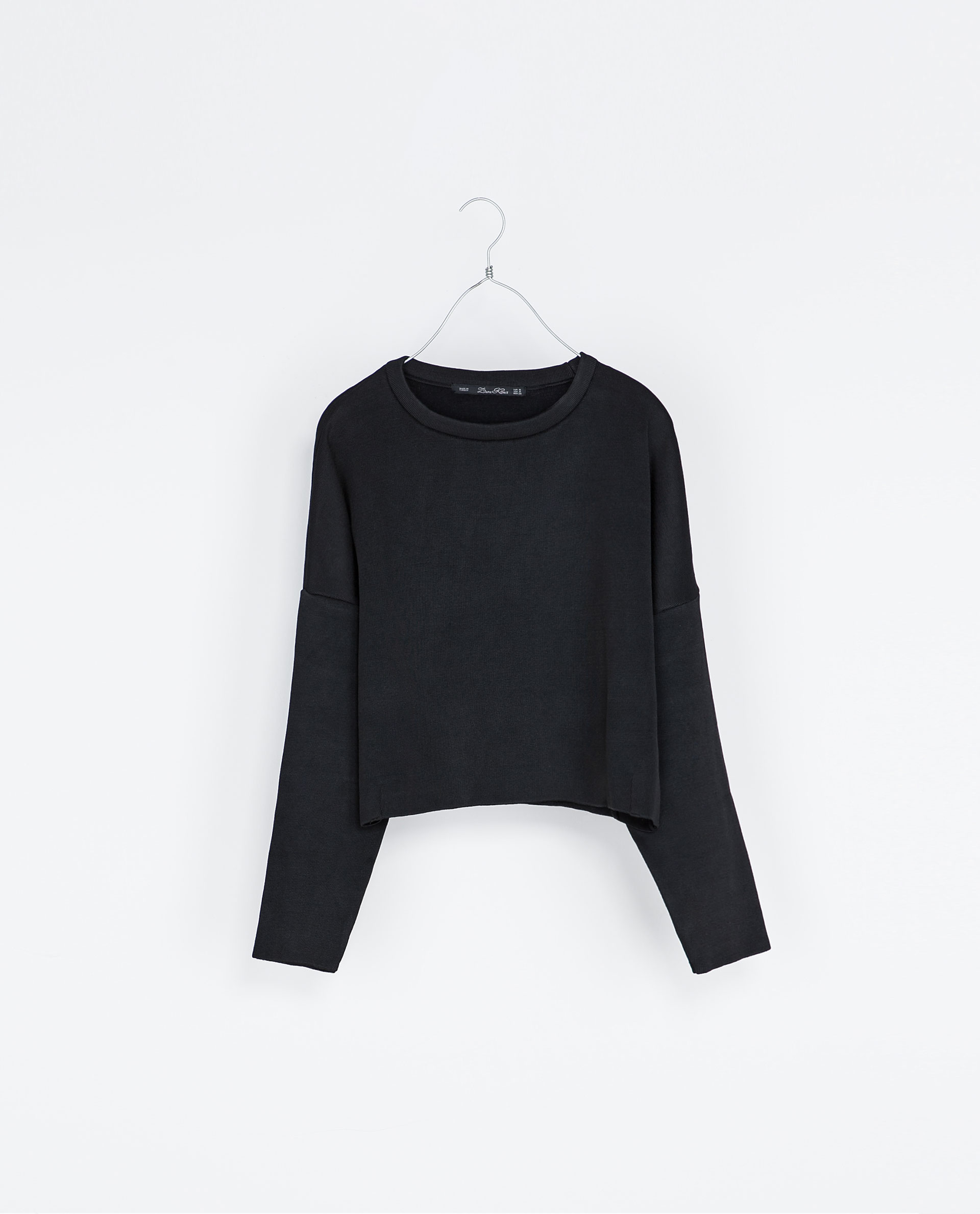 Zara Cropped Loose Sweater in Black | Lyst