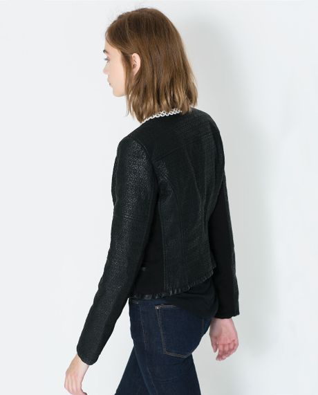 Zara Multileather Jacket in Black | Lyst