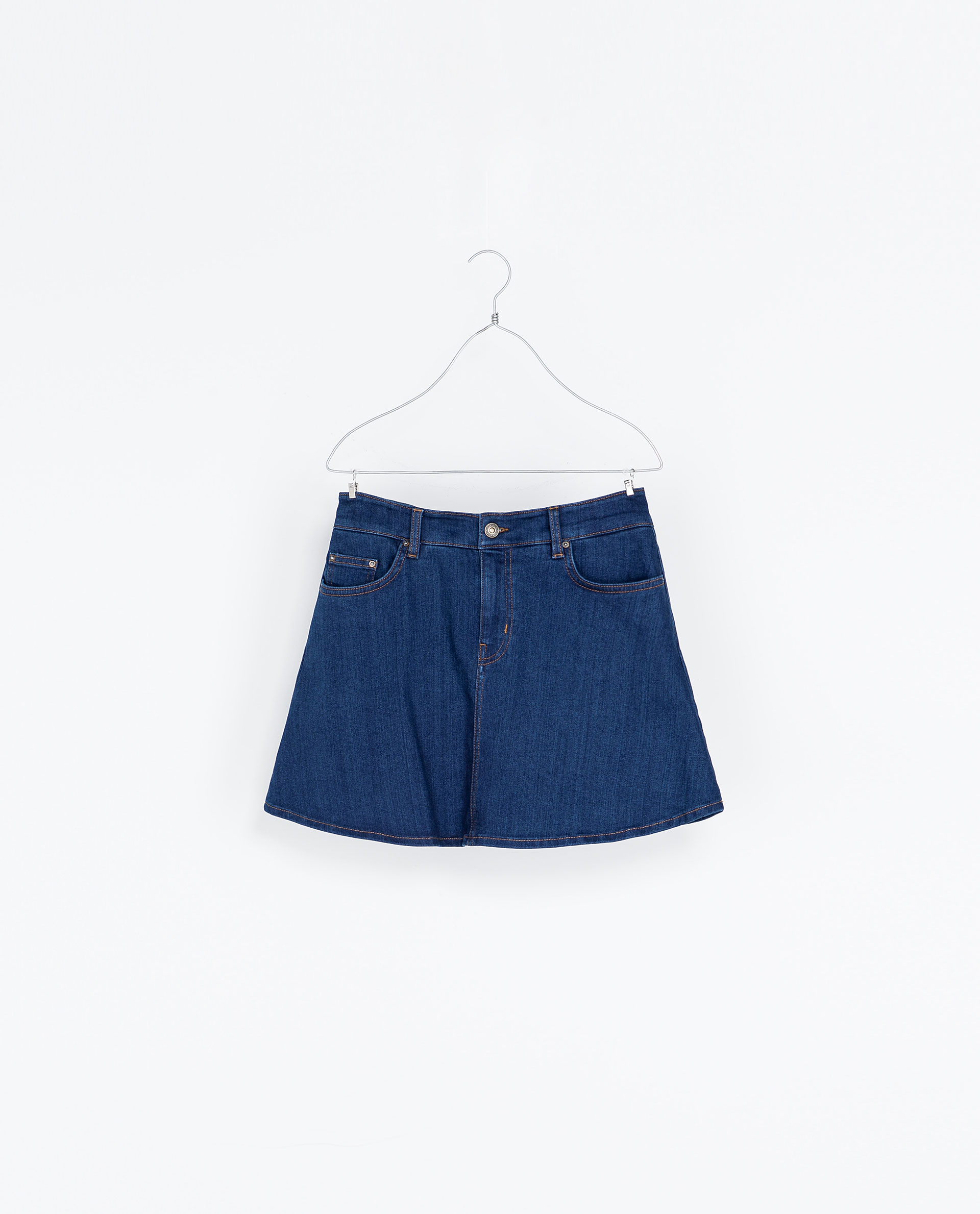 Zara Denim Skater Skirt in Blue Lyst