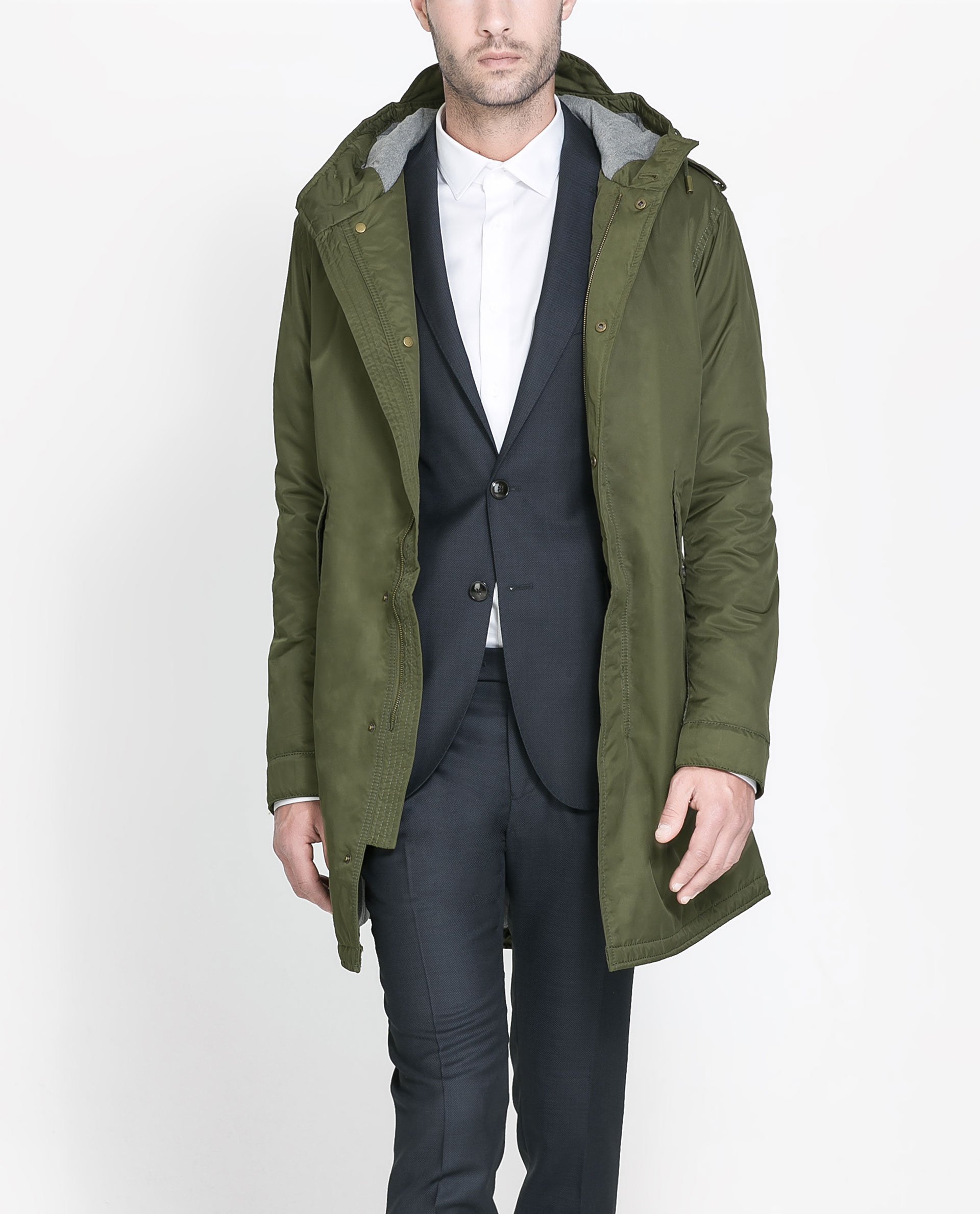 Zara Parka with Detachable Collar in Green for Men Lyst