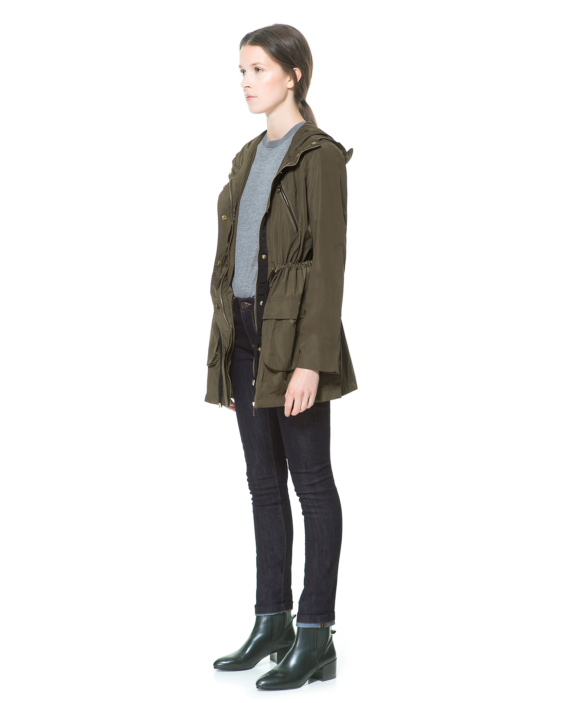 Zara Parka with Hood and Pockets in Natural | Lyst