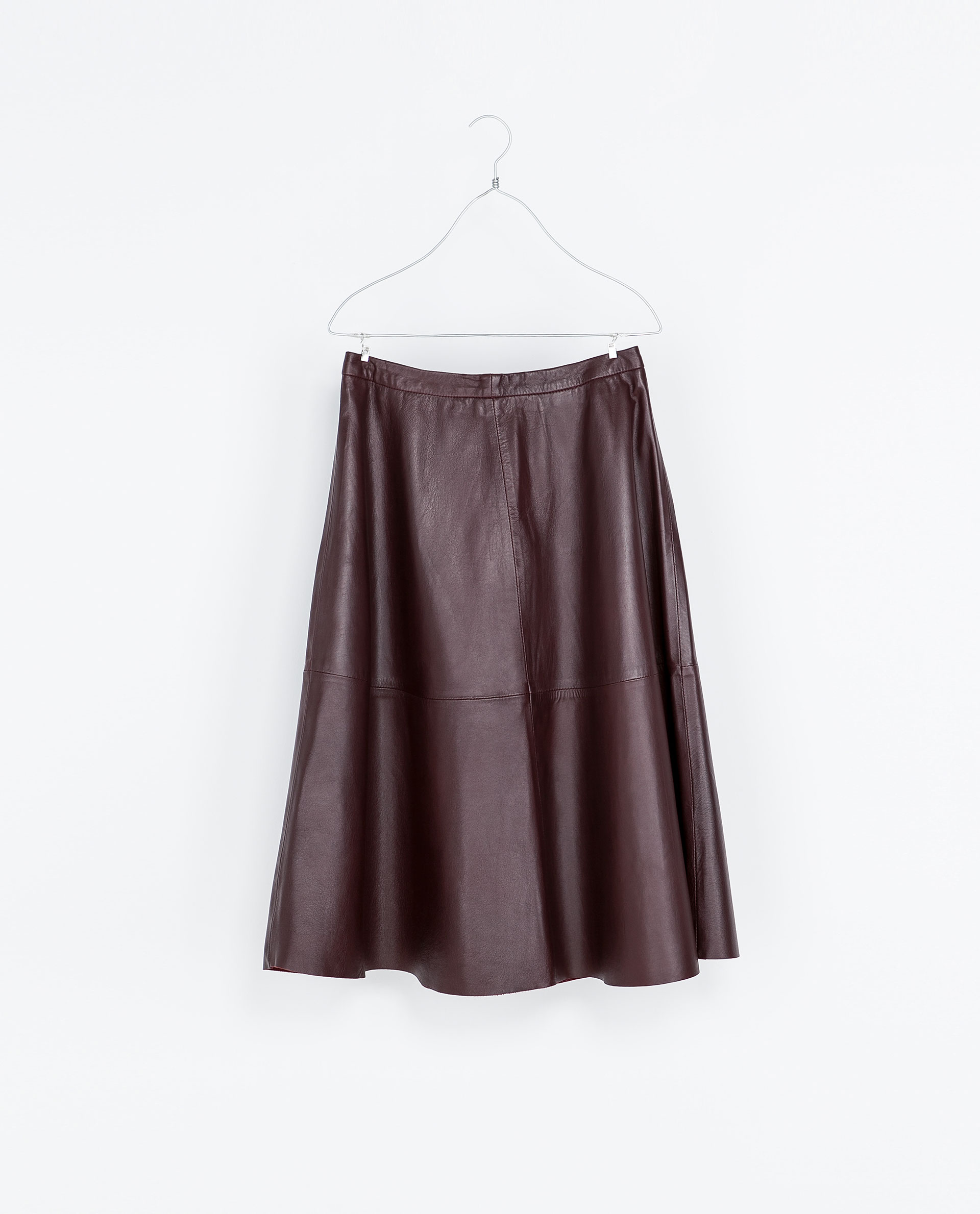 Zara Leather Full Skirt in Brown Lyst