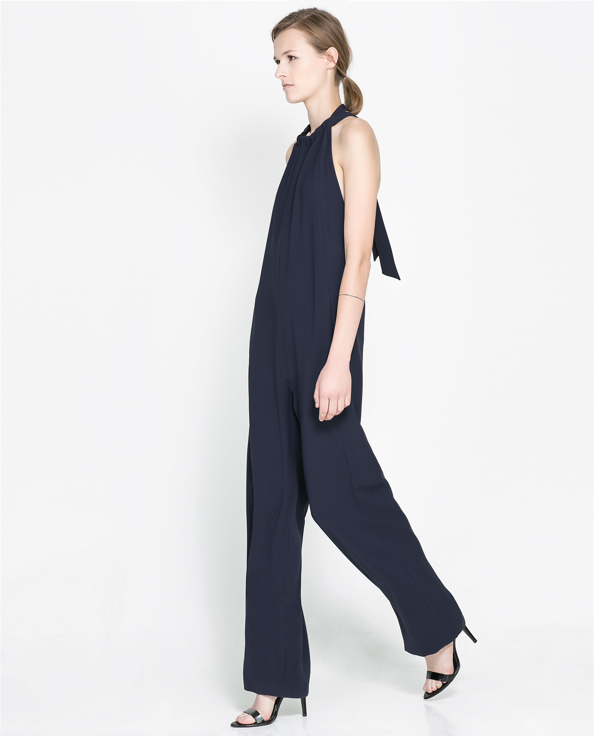 Zara Backless Jumpsuit in Blue | Lyst