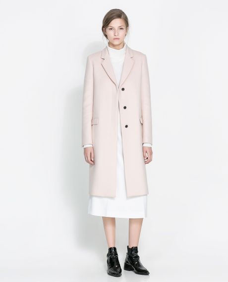 Zara Masculine Studio Overcoat in Pink (Pastel pink) | Lyst
