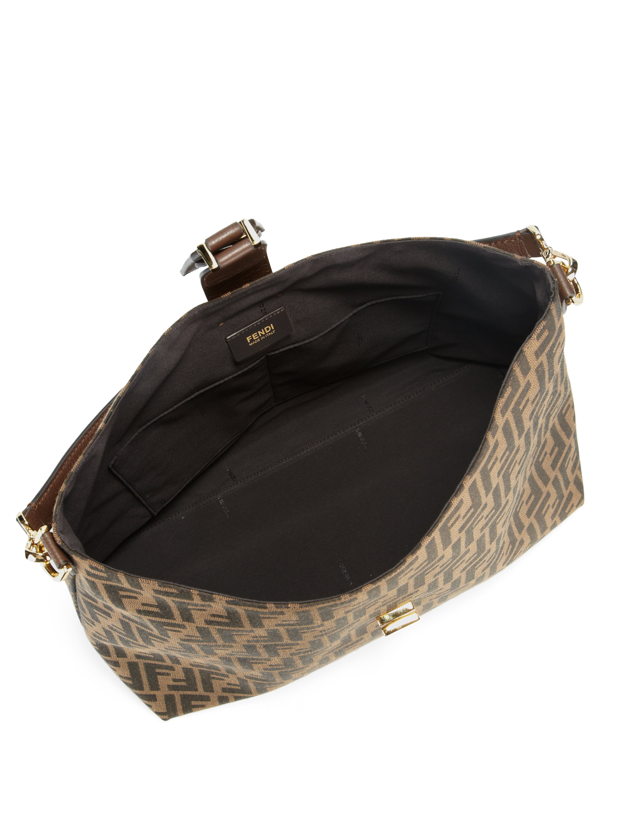 Fendi Zucca Small Hobo Bag in Brown | Lyst