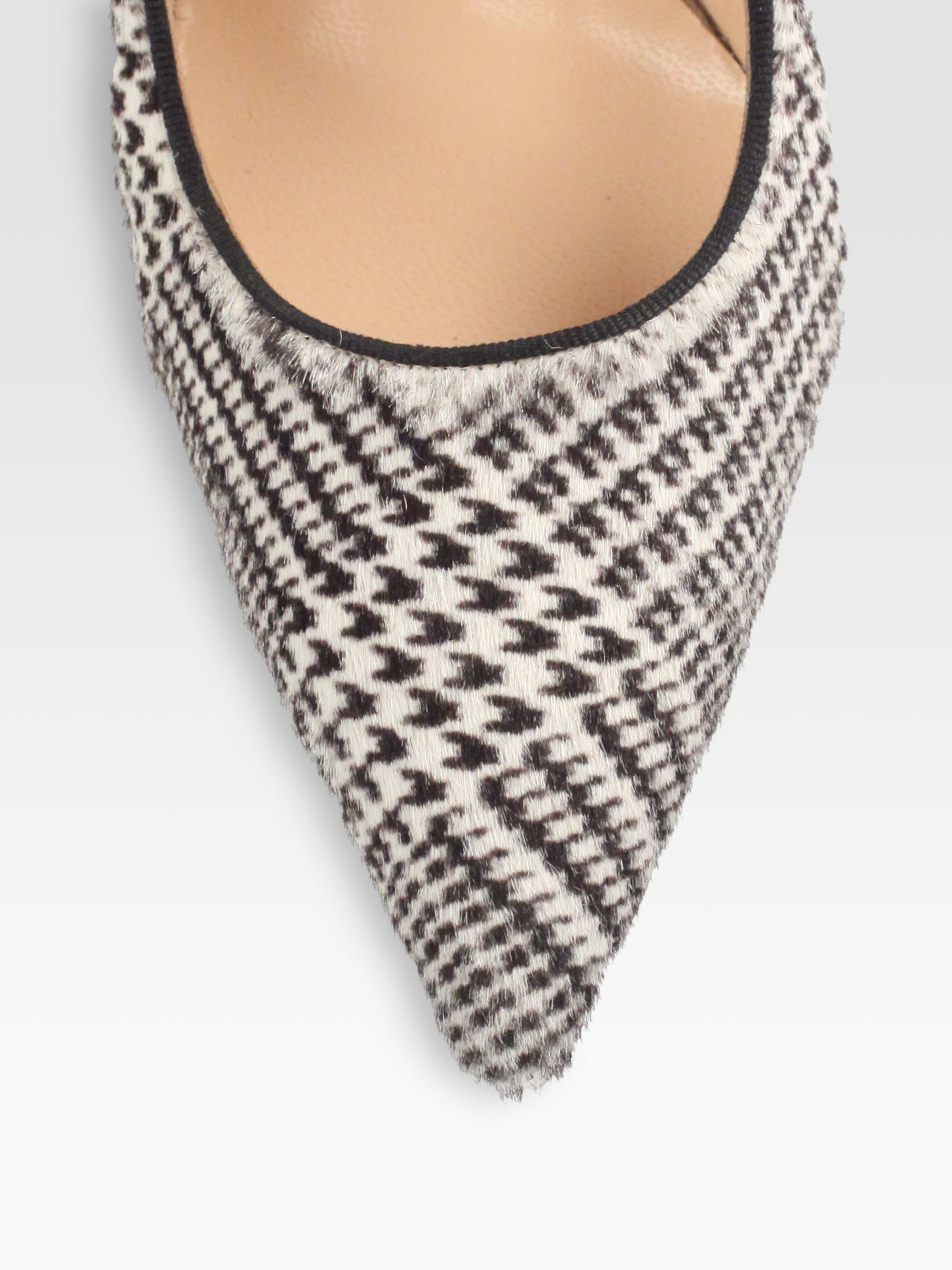 Manolo blahnik Campari Houndstooth Calf Hair Pumps in Black (BLACK ...  
