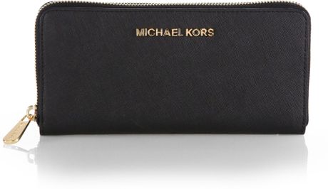 Michael Michael Kors Continental Ziparound Wallet in Black | Lyst