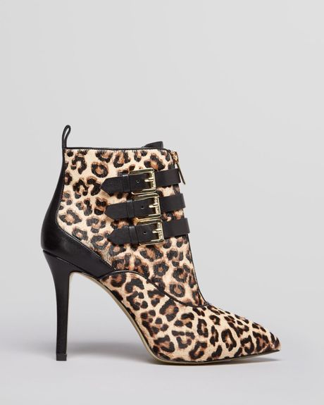 Michael Michael Kors Pointed Toe Booties Brena Leopard Print High Heel ...