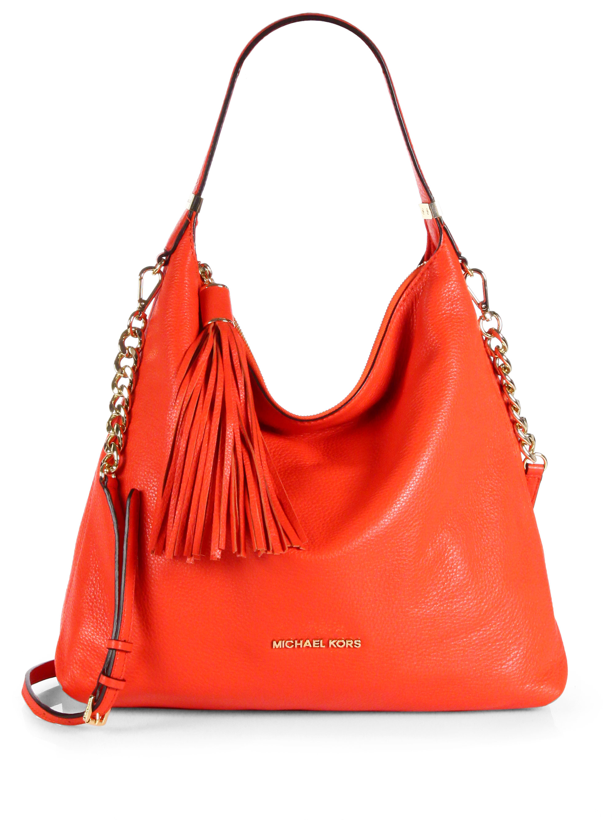 Lyst Michael Kors Large Tassel Shoulder Bag In Orange Gallery