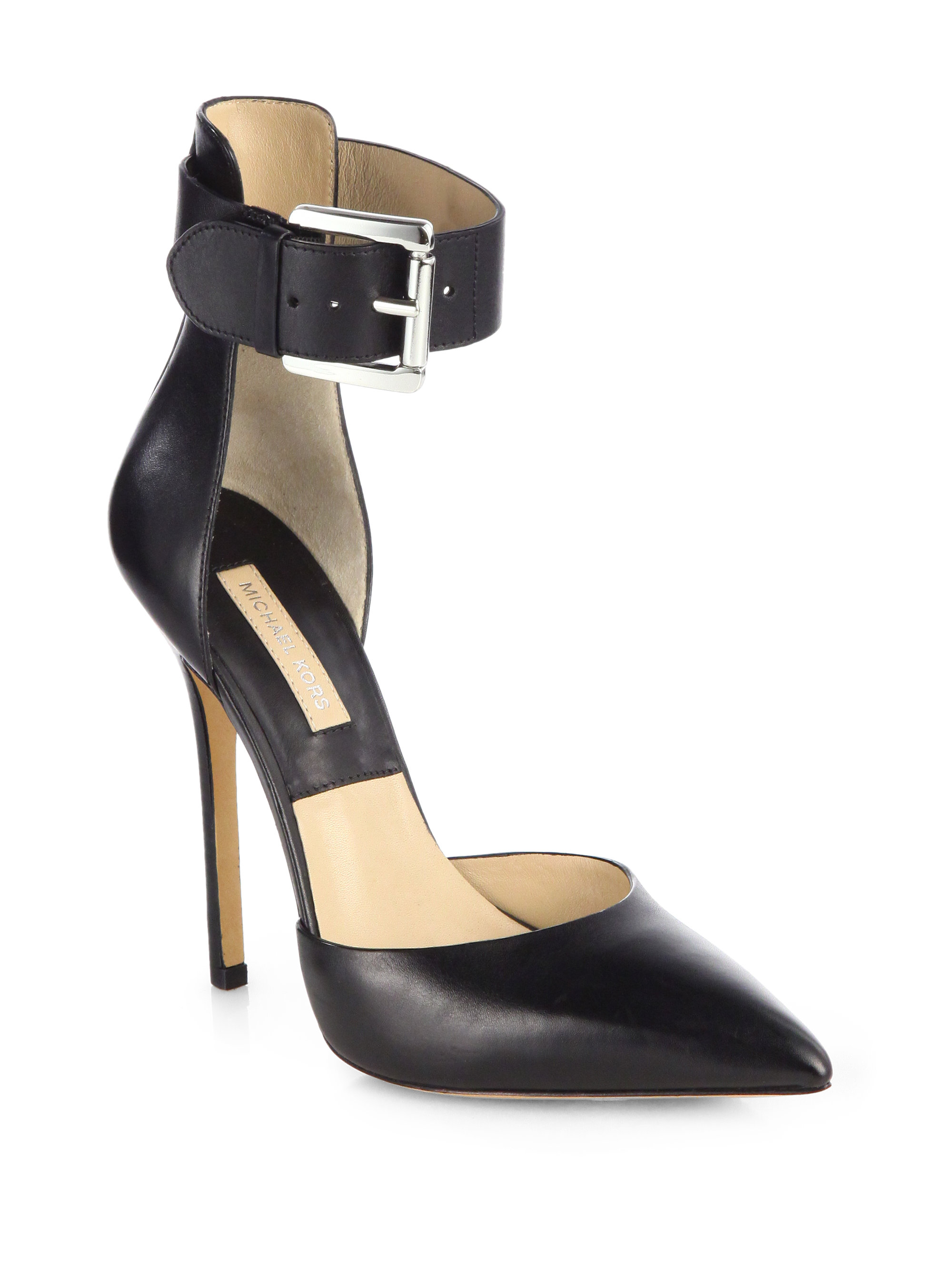 Lyst - Michael kors Adelaide Leather Ankle Strap Pumps in Black