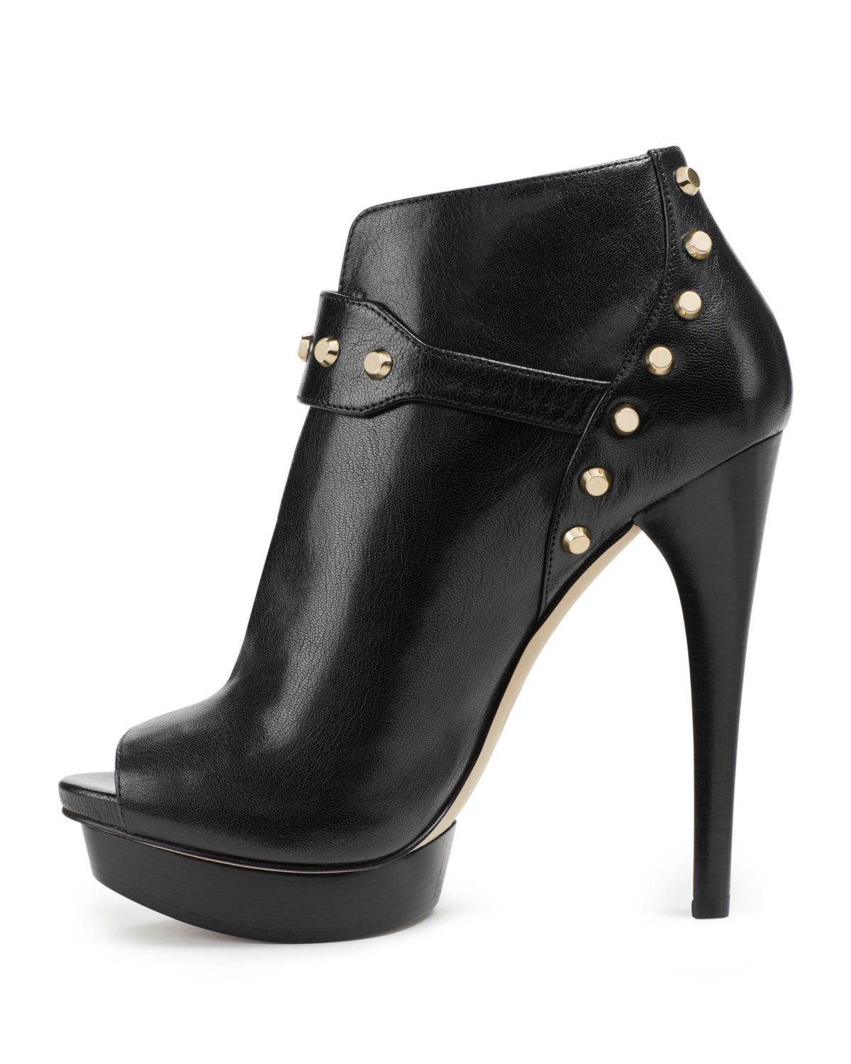 Lyst - Michael kors Ailee Studded Peeptoe Bootie in Black