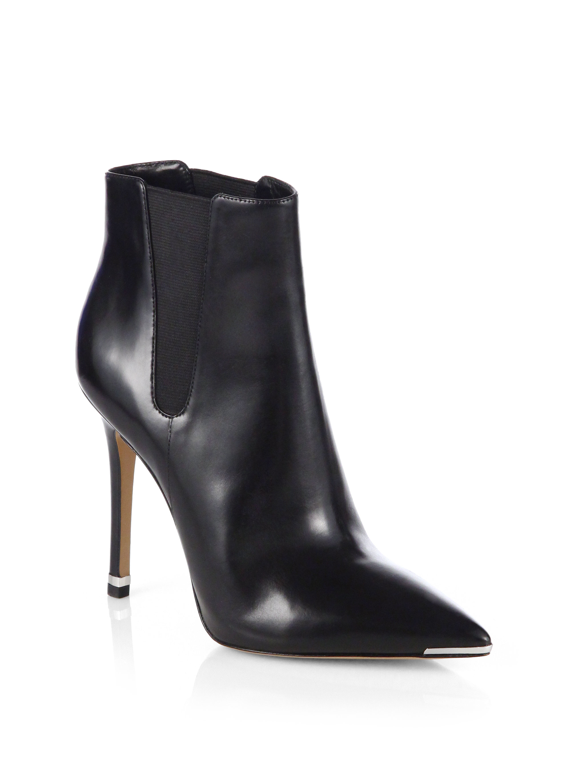 Michael Kors Andie Leather Ankle Boots in Black | Lyst