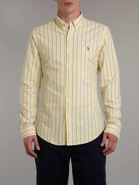 Polo Ralph Lauren Long Sleeved Striped Shirt in Yellow for Men | Lyst