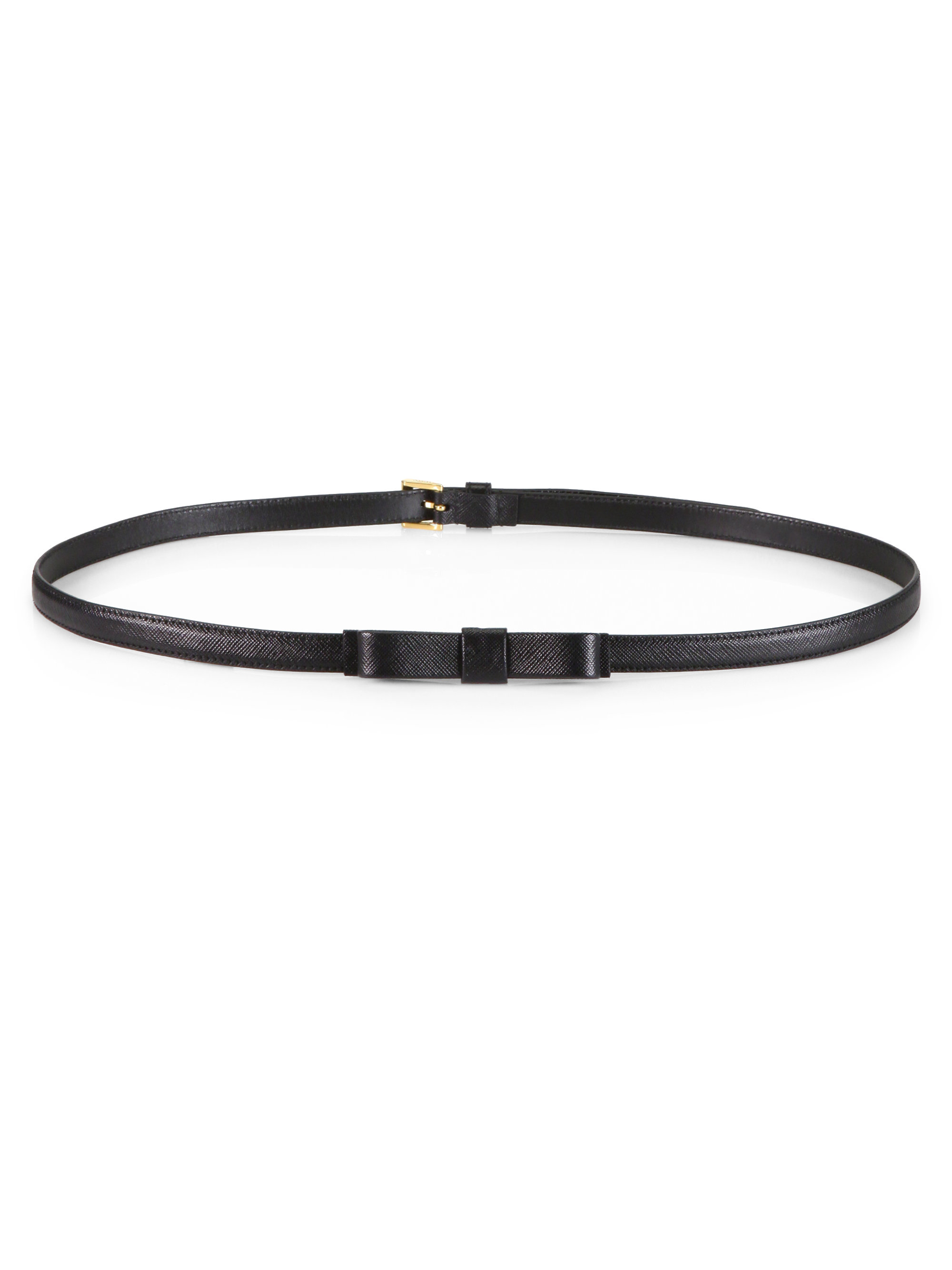 Prada Saffiano Bow Belt in Black | Lyst  