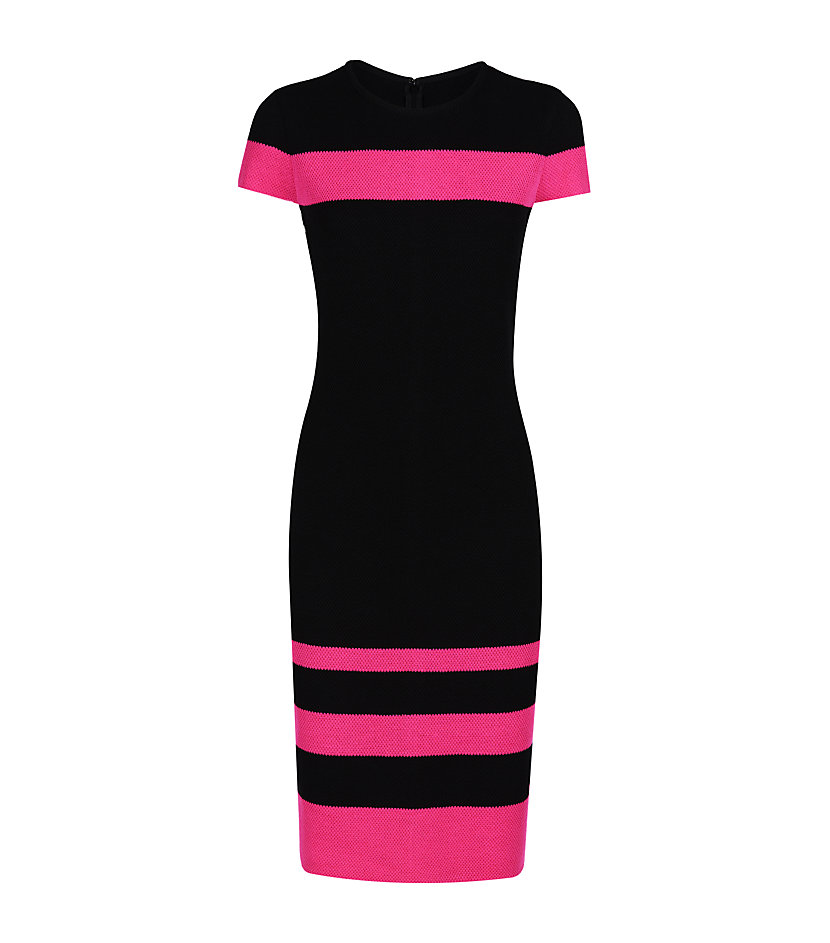 St. John Striped Mod Pique Dress in Black (pink) | Lyst