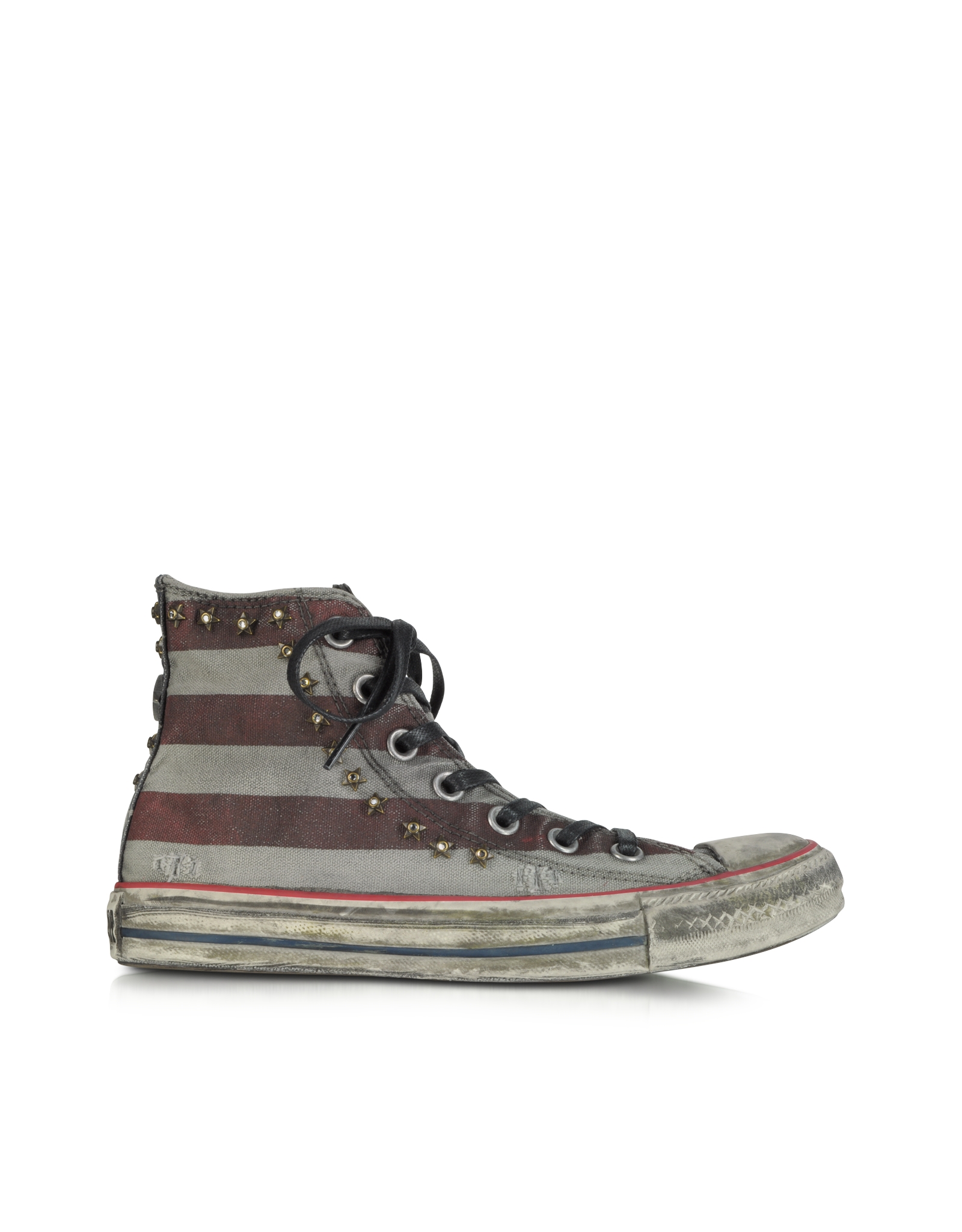 Converse Distressed Canvas High Top Sneaker Wstars Crystals in Gray | Lyst