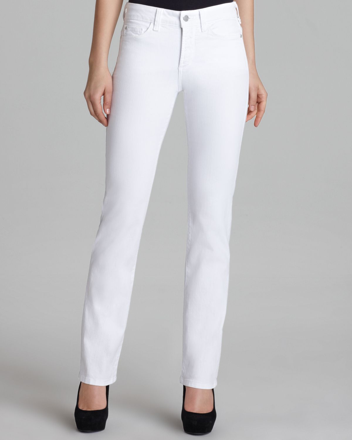 nydj petites optic white marilyn straight leg jeans in optic white product 1 12409527 045046066