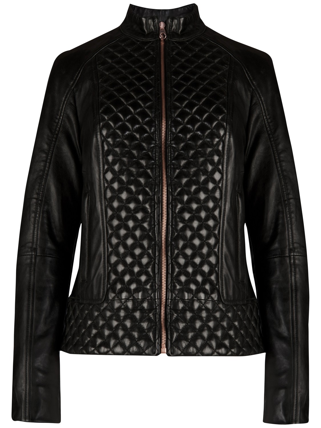Ted Baker Nyssie Quilted Leather Jacket in Black | Lyst