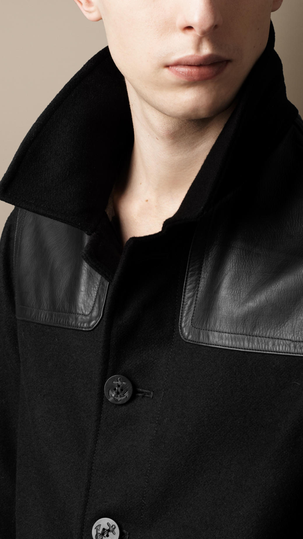 Lyst Burberry Wool Cashmere Leather Yoke Donkey Jacket in Black for Men