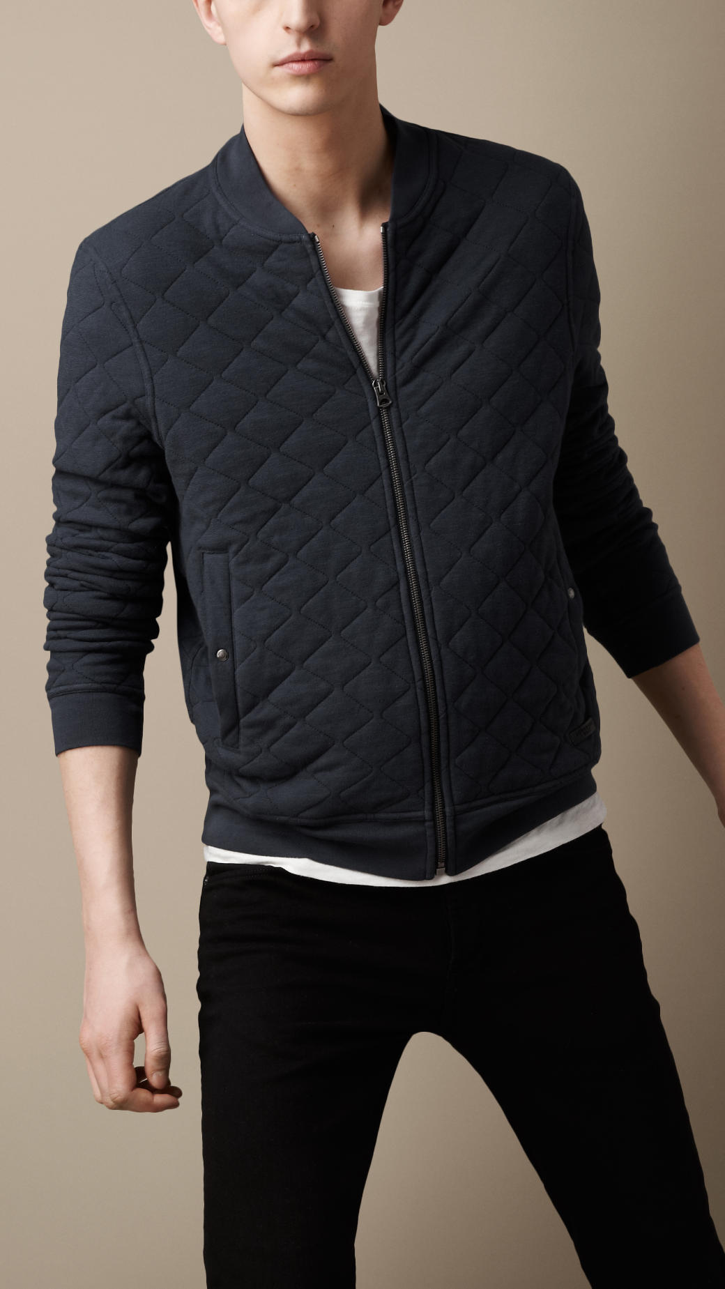 Lyst Burberry Military Quilt Bomber Jacket in Blue for Men