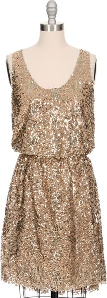 Dress The Population Mary Ann Gold Sequin Dress in Gold | Lyst