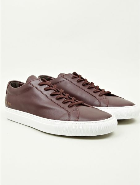 Common Projects Mens Oxblood Original Achilles White Sole Leather ...