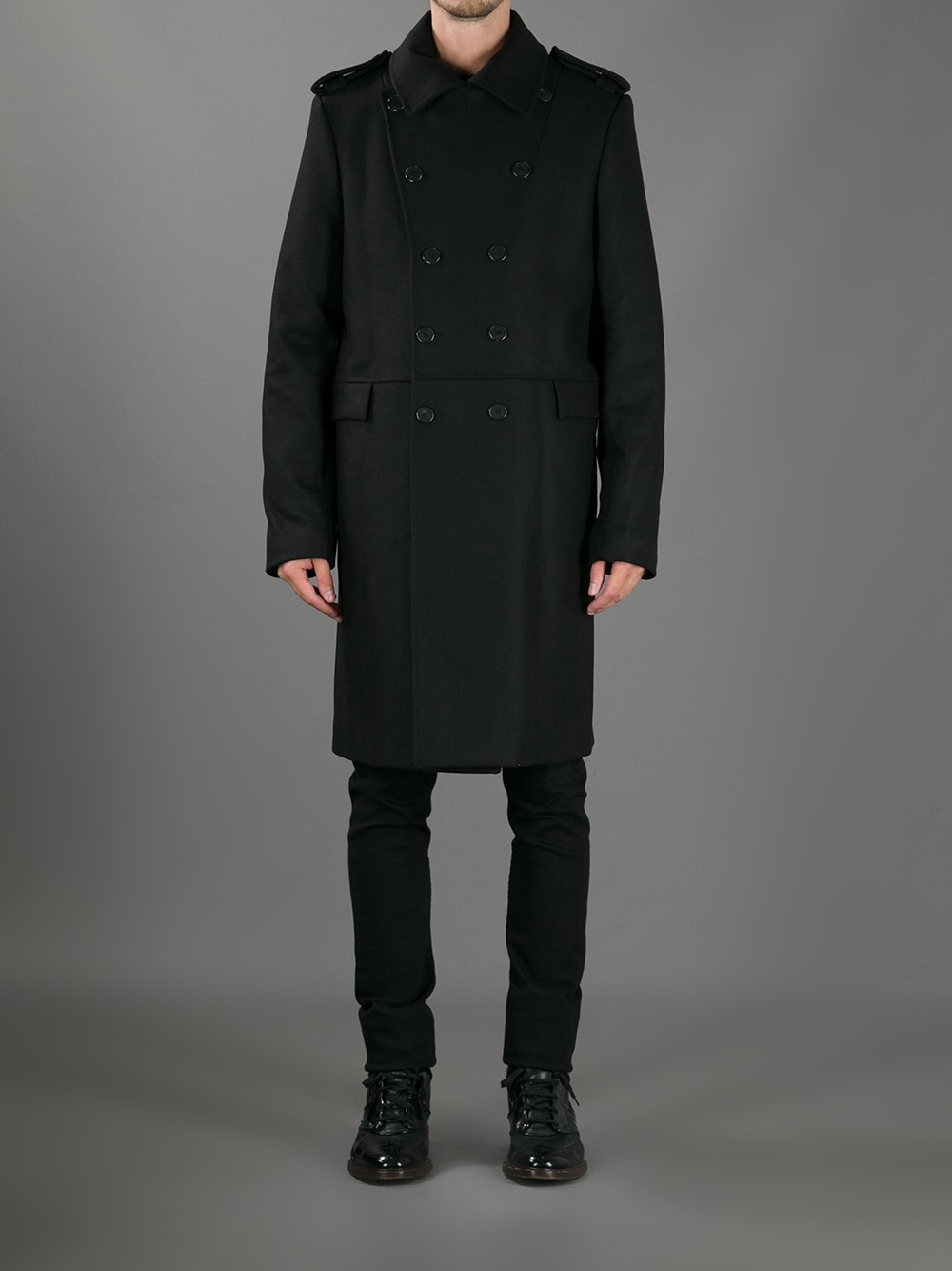 Givenchy Wool Trench Coat in Black for Men - Lyst