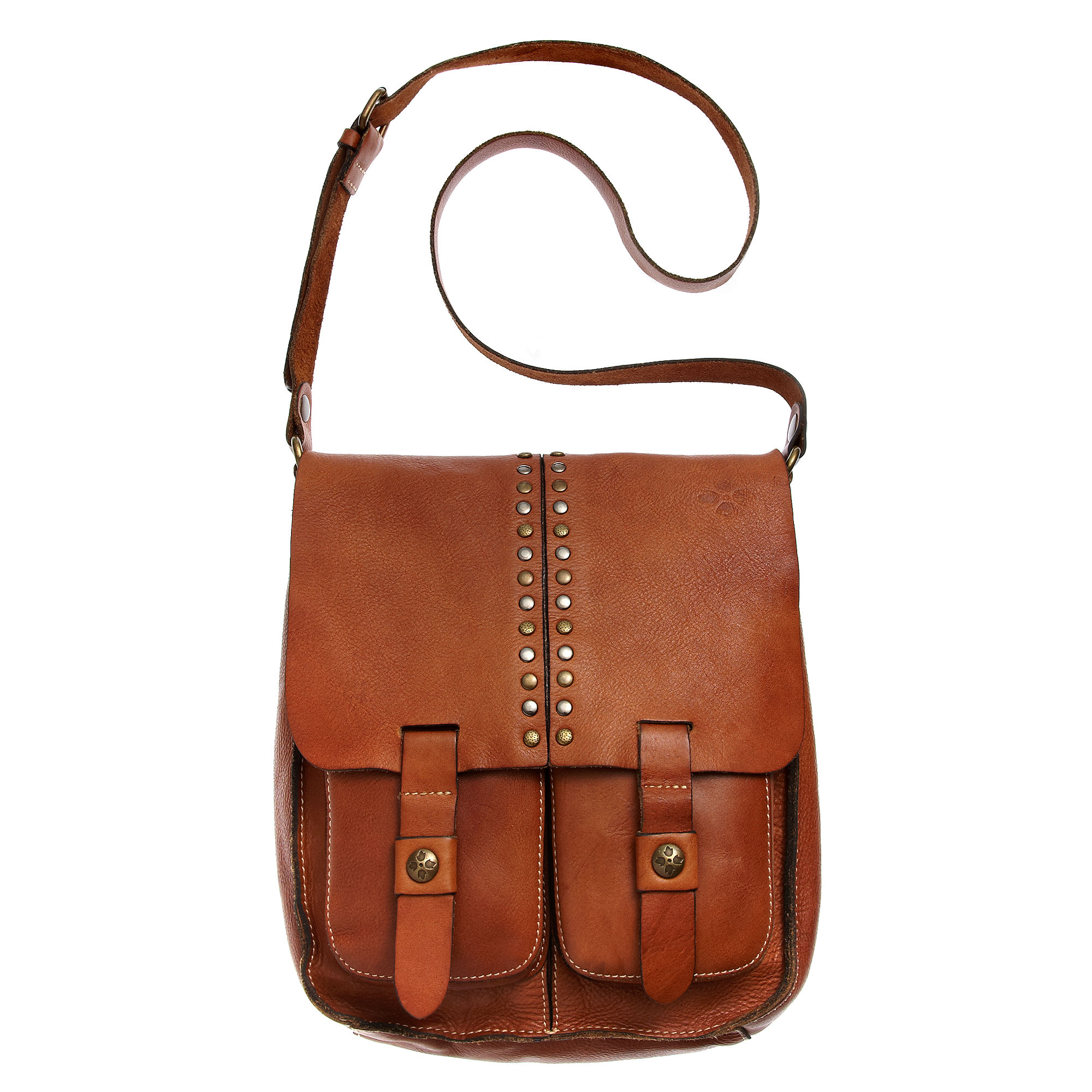 Lyst - Patricia Nash Armeno Washed Leather Studded Messenger Bag in Brown