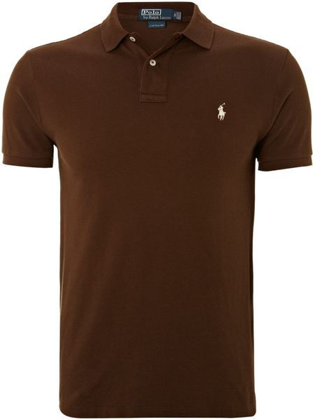 Polo Ralph Lauren Classic Custom Fitted Polo Shirt in Brown for Men ...