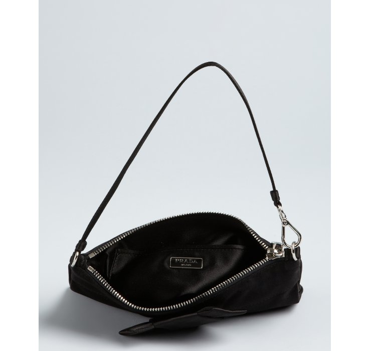 Prada Black Satin Bow Shoulder Bag in Black | Lyst