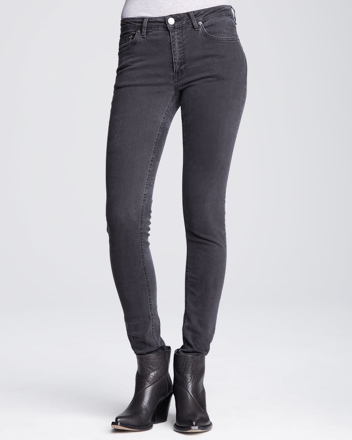 Acne Studios Cropped Mid-rise Skinny Jeans Faded Black