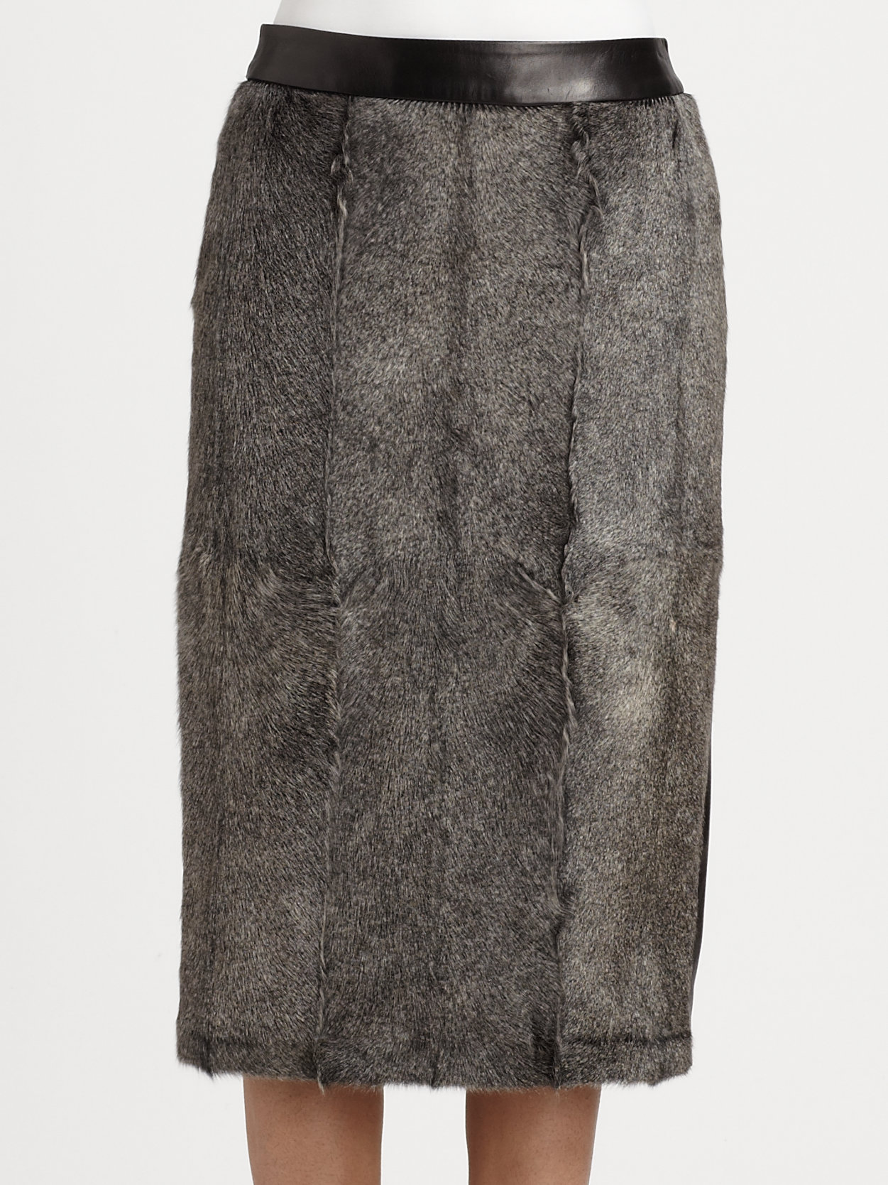 fur skirt black